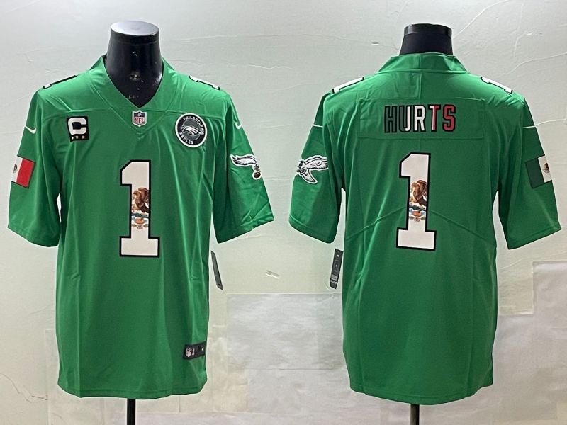 Men Philadelphia Eagles #1 Hurts Green three generations 2025 Nike Vapor Limited NFL Jersey style 23->philadelphia eagles->NFL Jersey